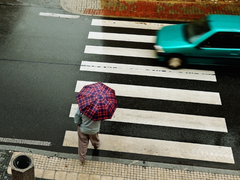 Be Careful Of People Crossing The Road. For People Using Crosswalk