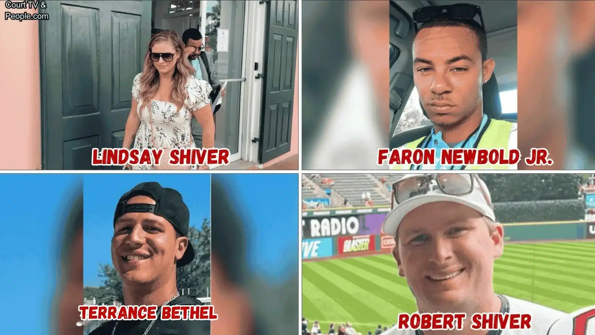 Lindsay Shiver case collage showing Lindsay Shiver, Faron Newbold Jr, Terrance Bethel, and Robert Shiver