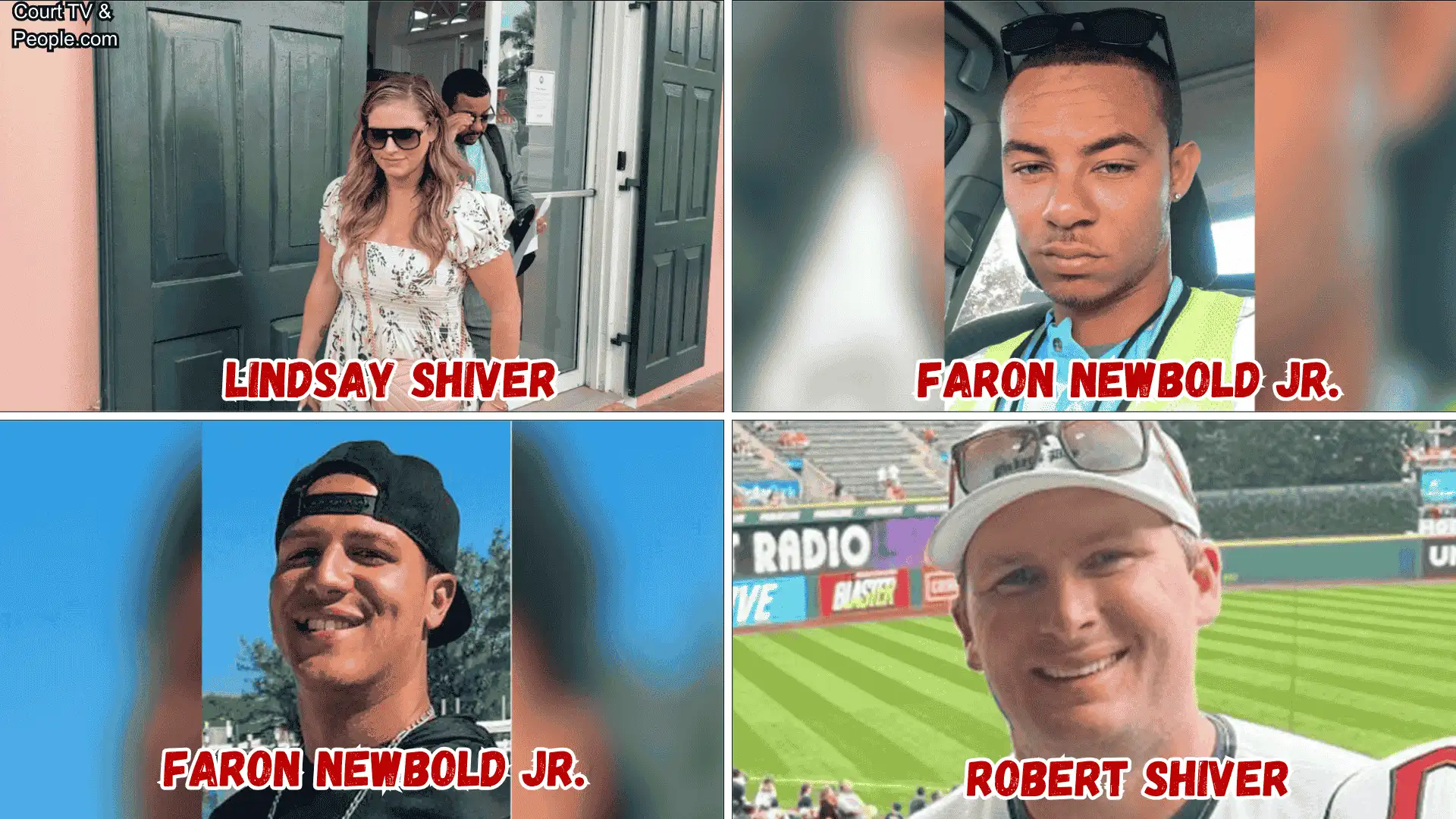 Lindsay Shiver case collage showing Lindsay Shiver, Faron Newbold Jr, Terrance Bethel, and Robert Shiver