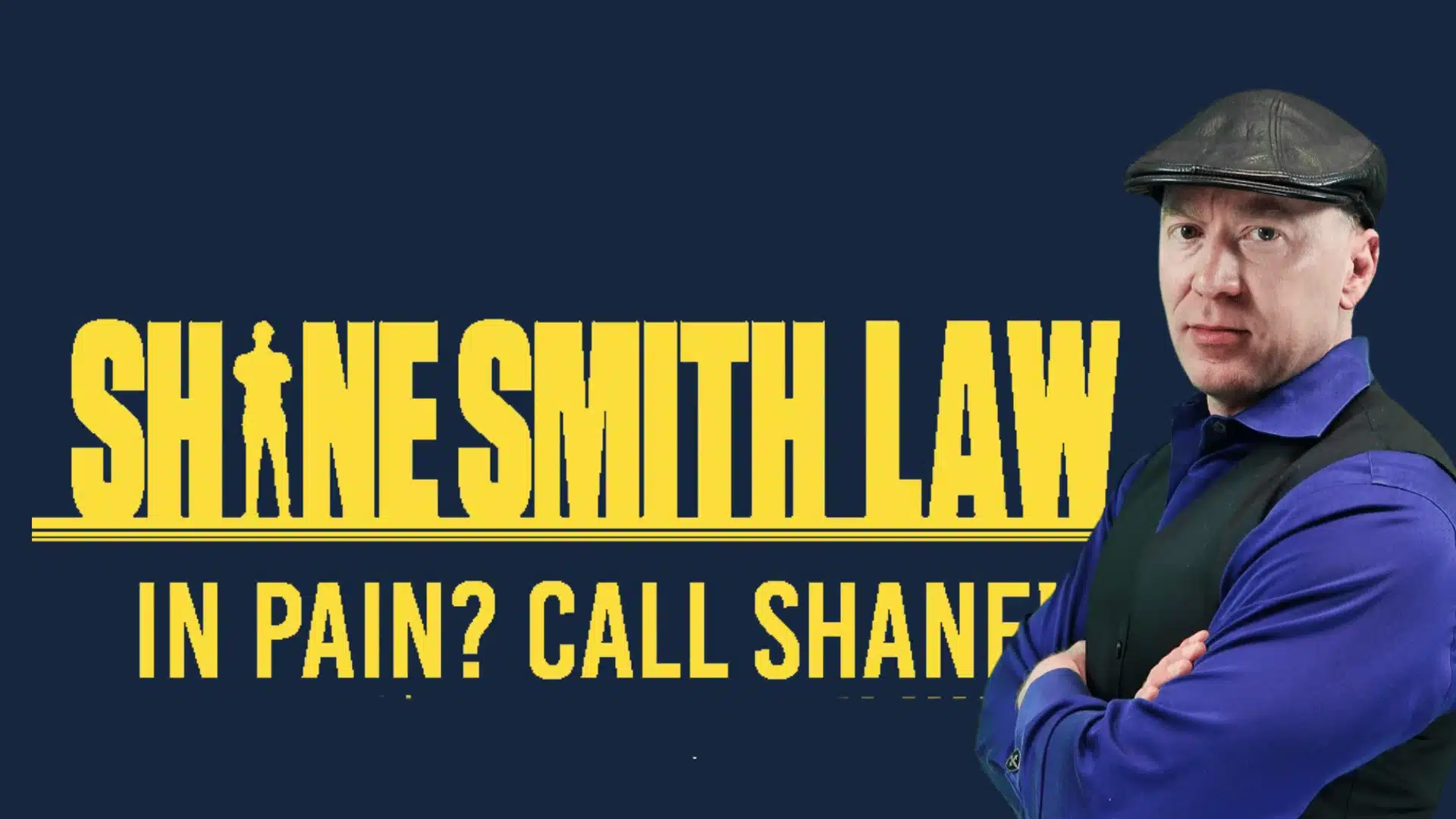 Attorney promotional banner with portrait and law firm branding