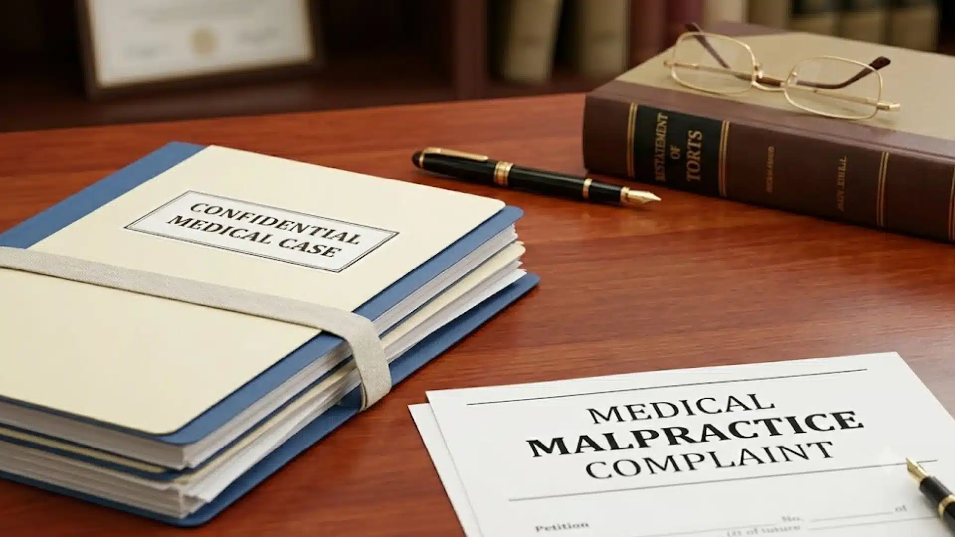 Medical malpractice complaint and confidential medical case files prepared for legal review and claim evaluation