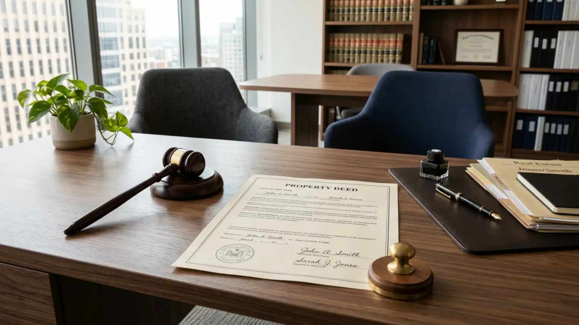 Property deed on a lawyer's desk, representing spouse property rights during divorce
