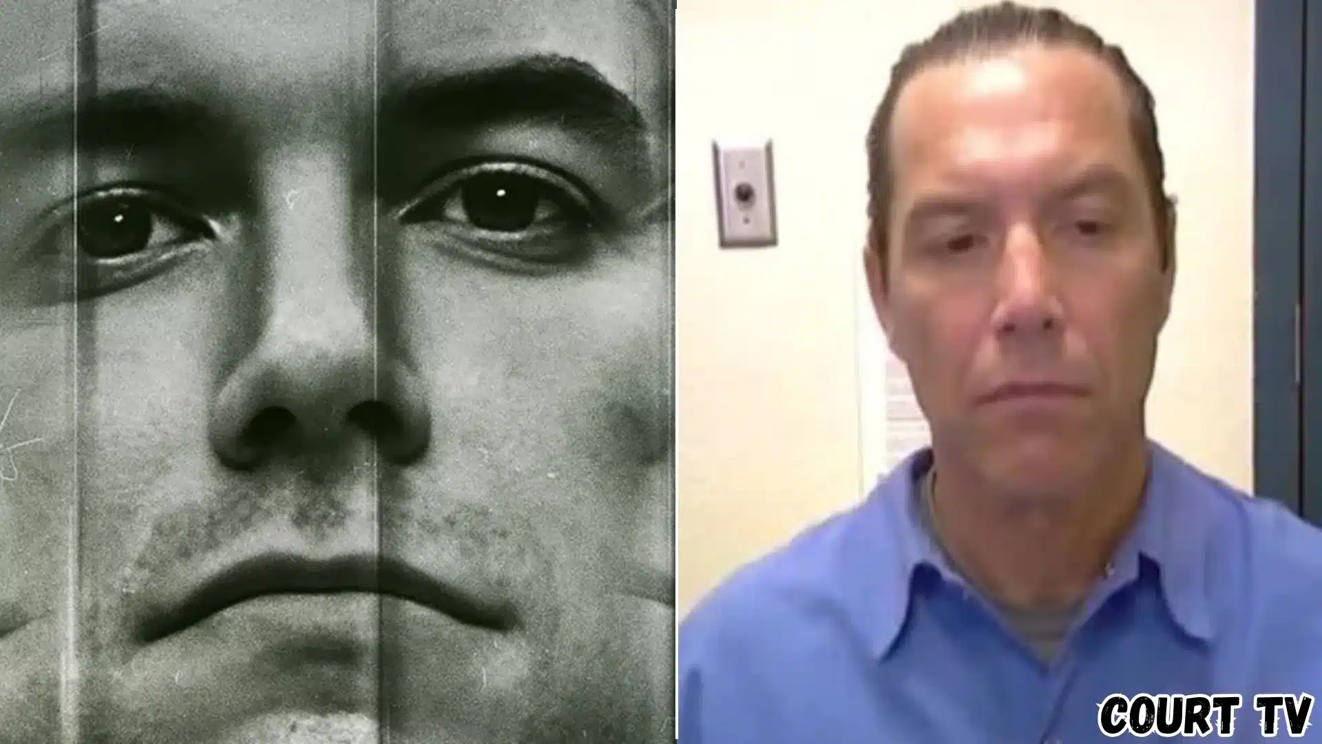 Split image showing a Face to Face documentary shot and a recent prison interview appearance of Scott Peterson