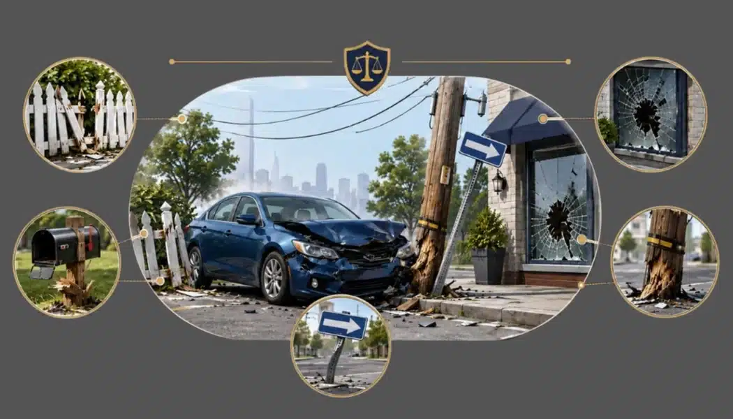 Car accident property damage scene