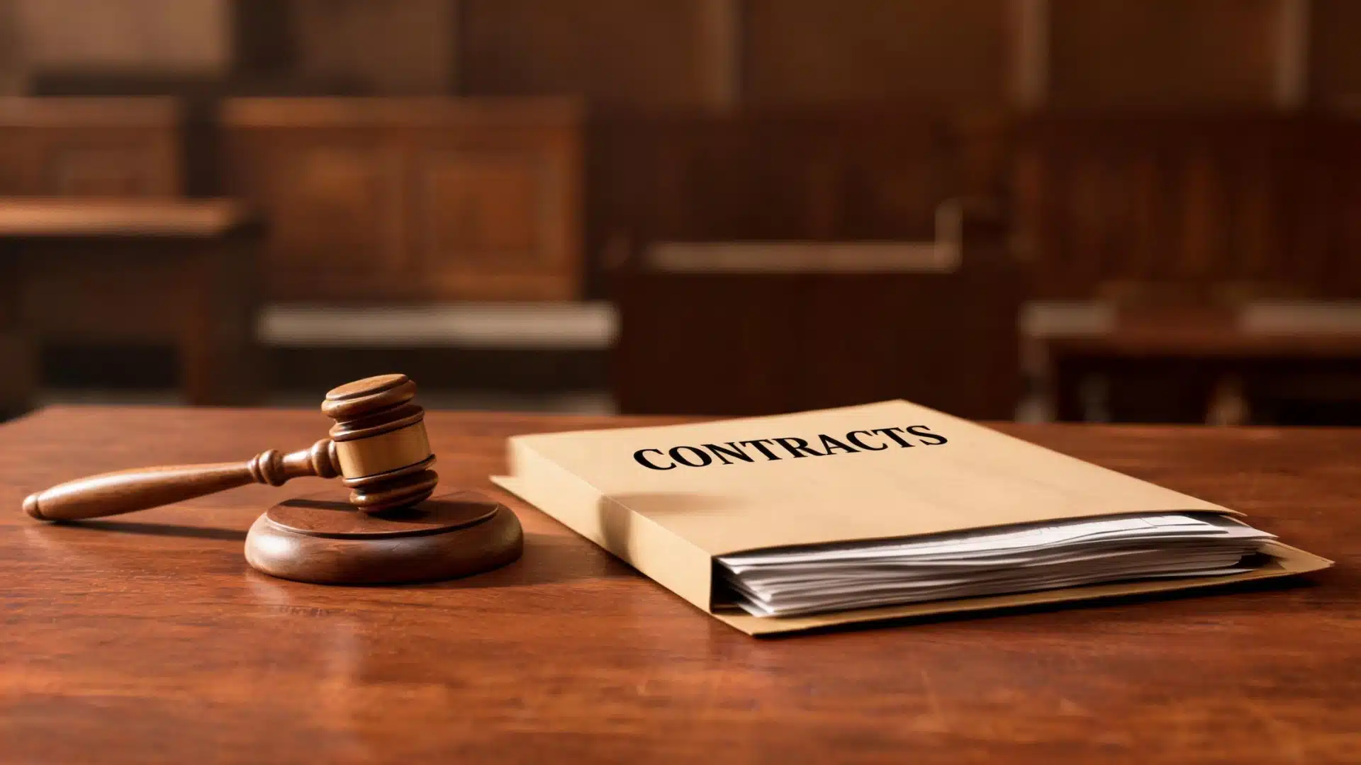 Gavel and case file representing enforcement of an implied contract
