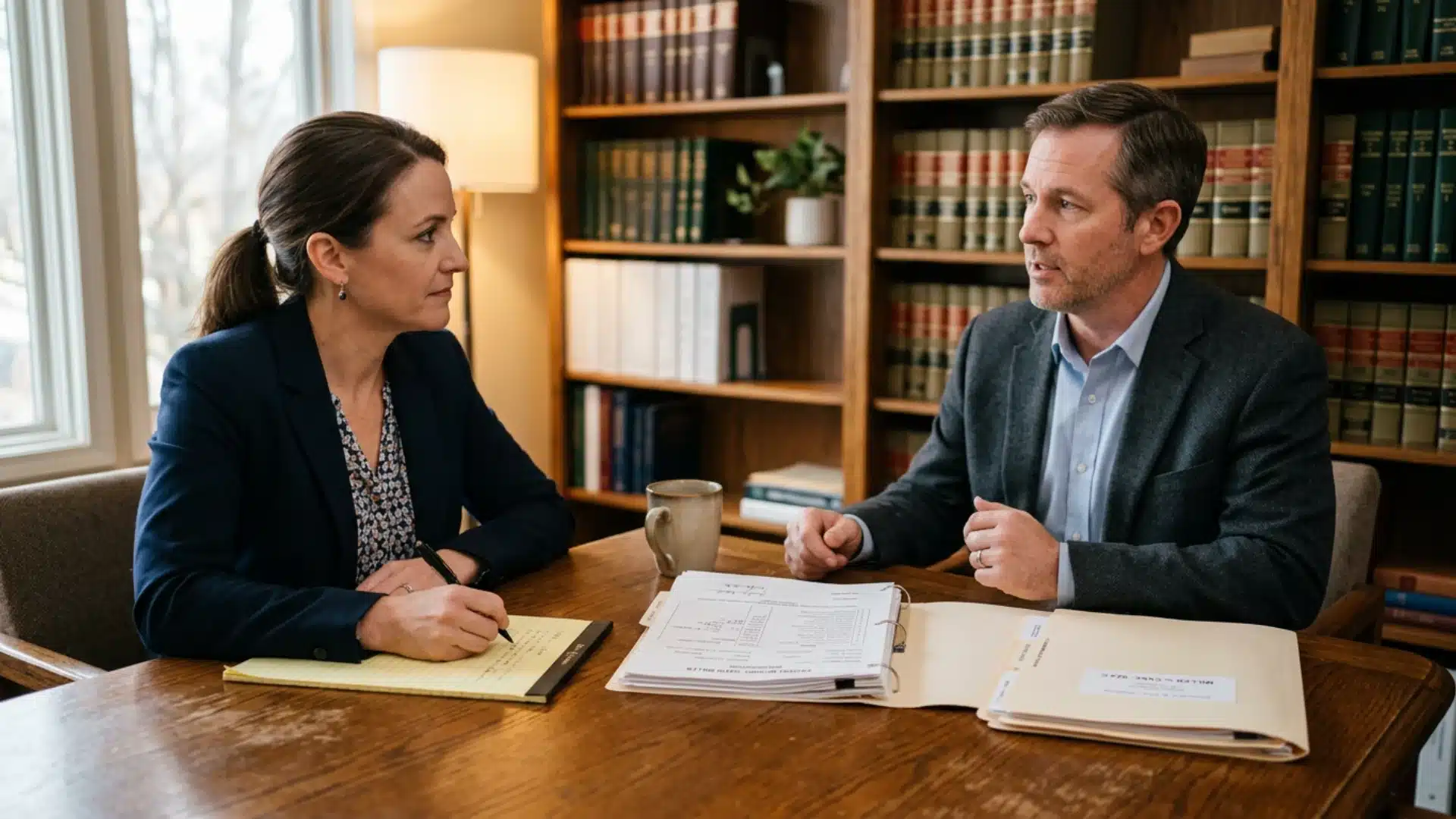Patient consulting a product liability attorney about a hernia mesh lawsuit
