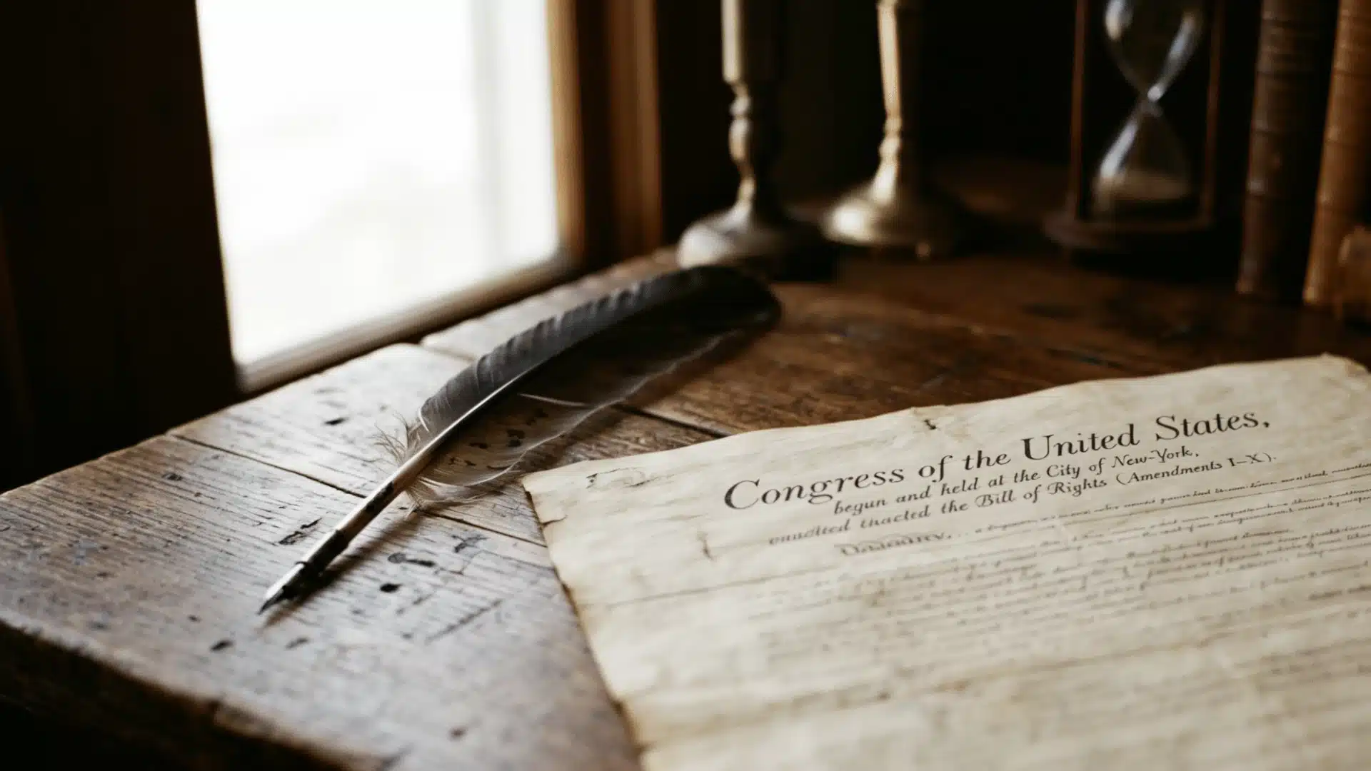 U.S. Constitution Bill of Rights parchment representing Third Amendment protections for homeowners