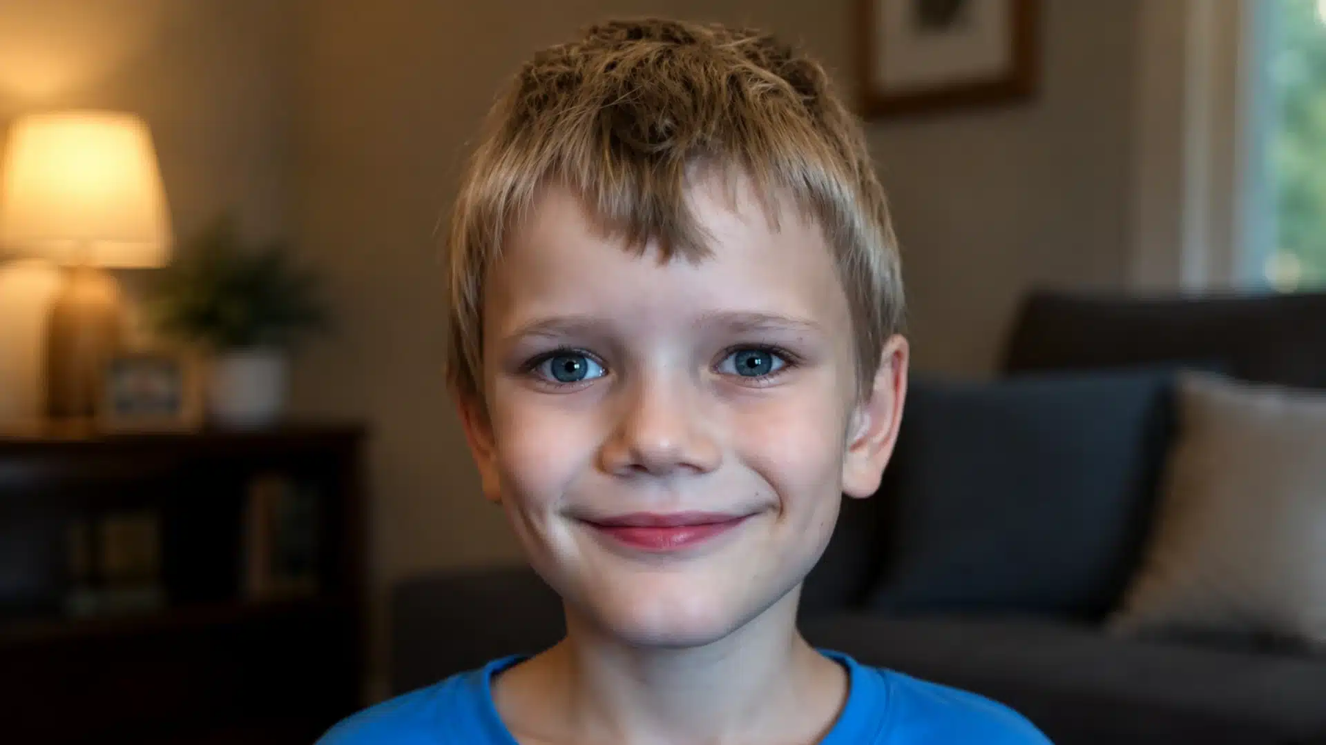 Portrait of Timothy Ferguson smiling in a blue shirt against a softly blurred indoor background