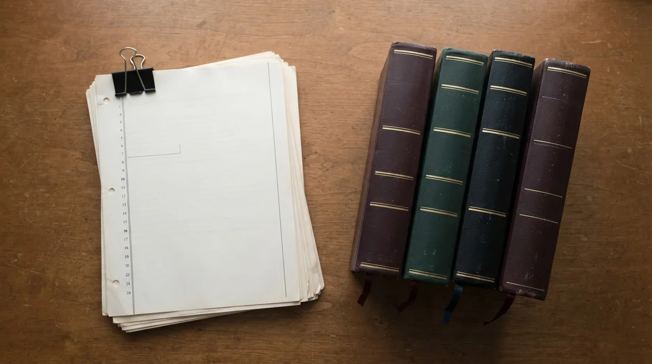 Court ruling documents beside legal statute books on a desk