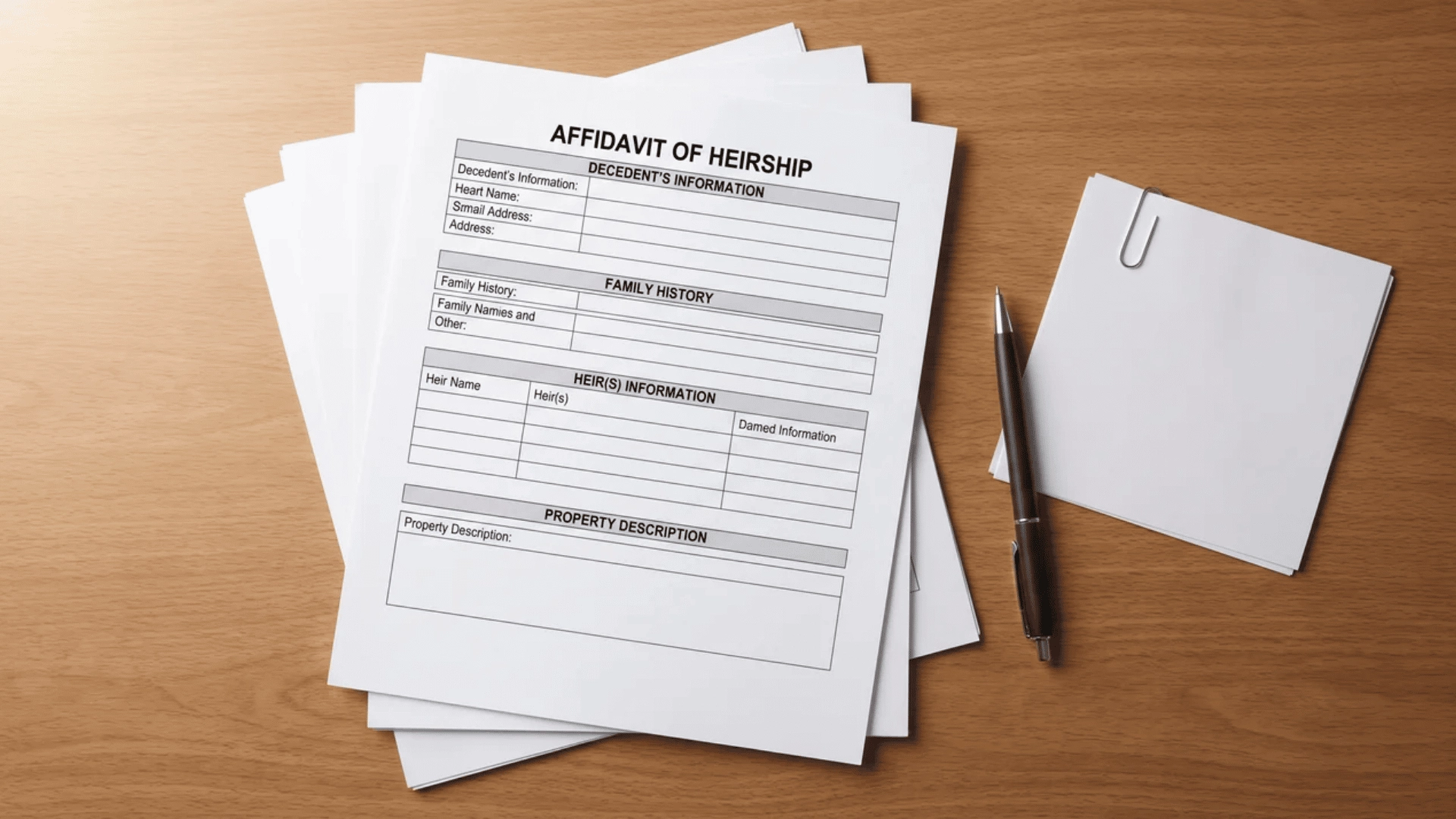 Legal papers showing family history and property information records