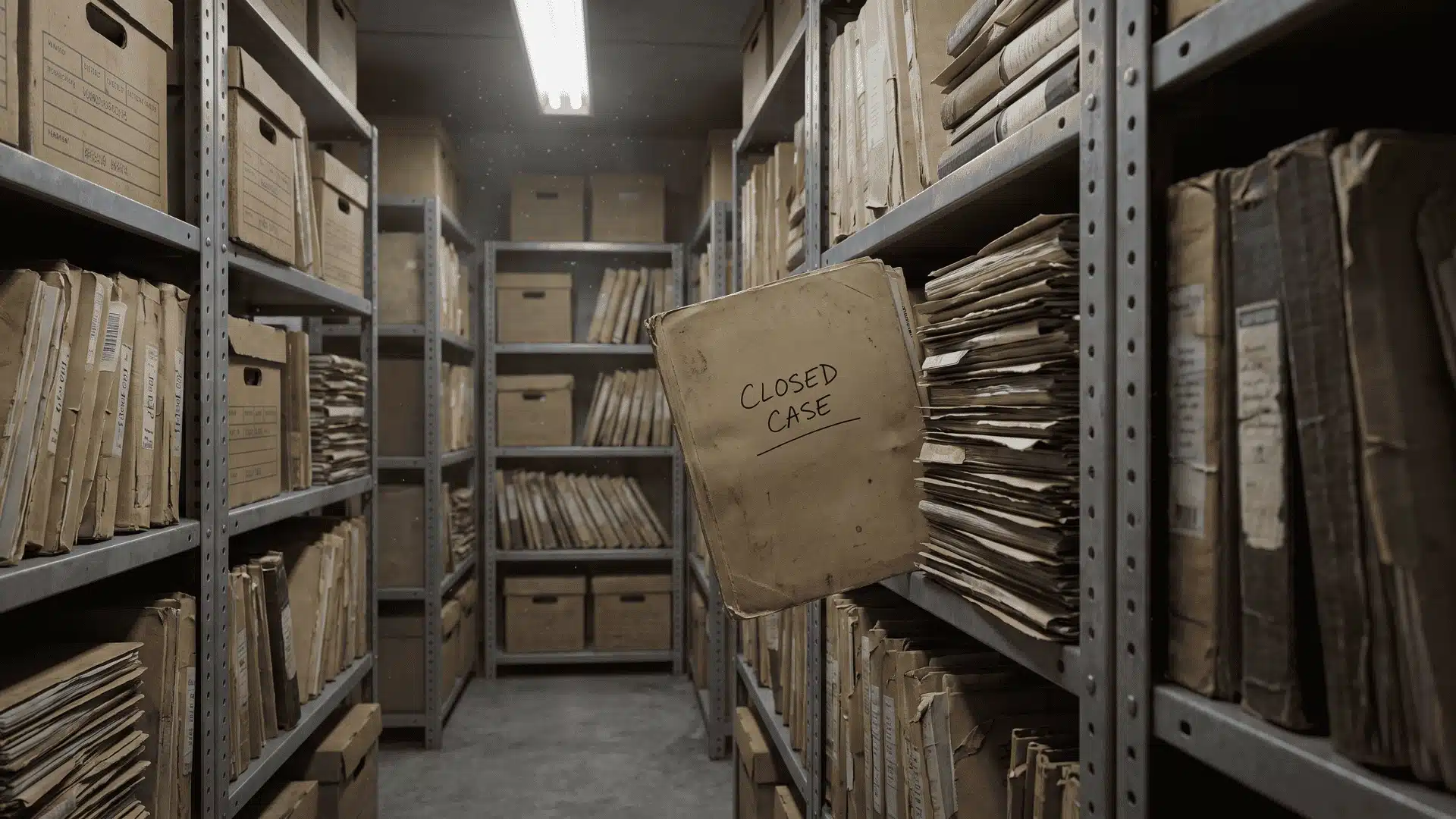 Stored court records containing a closed case file