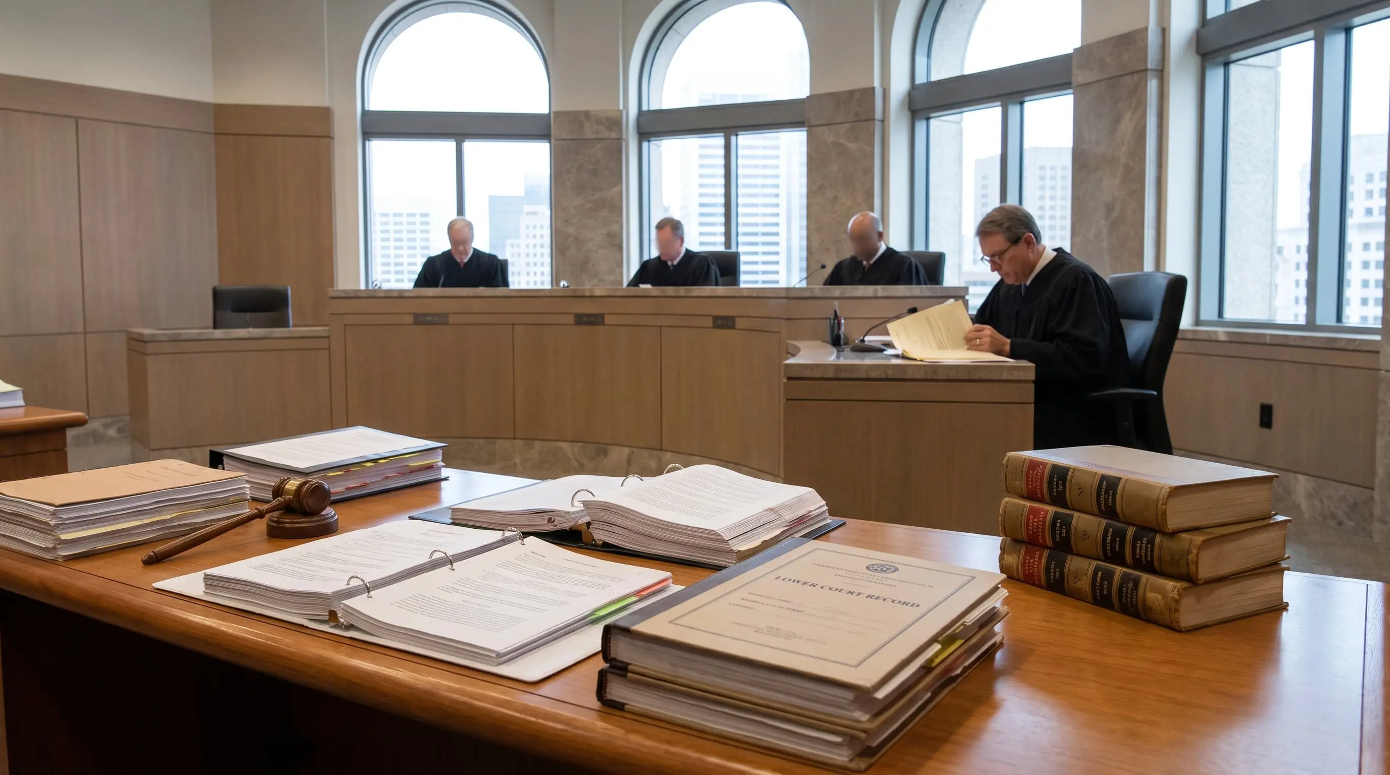 Higher court reviewing lower court decisions through appellate jurisdiction process